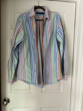 Polo Multicolor Striped Button-Up Shirt - Pastel Blue/Green/Pink